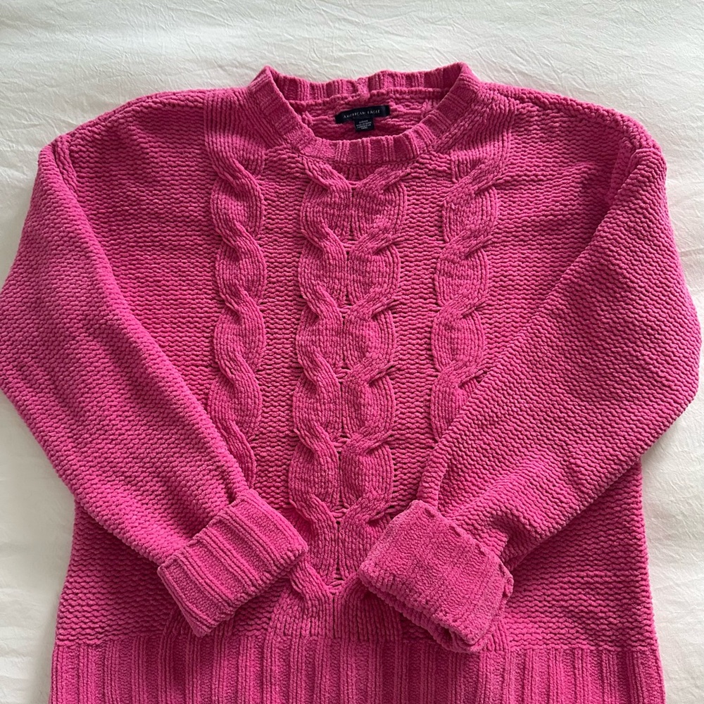 American Eagle Outfitters Fuchsia Cable Knit Sweater